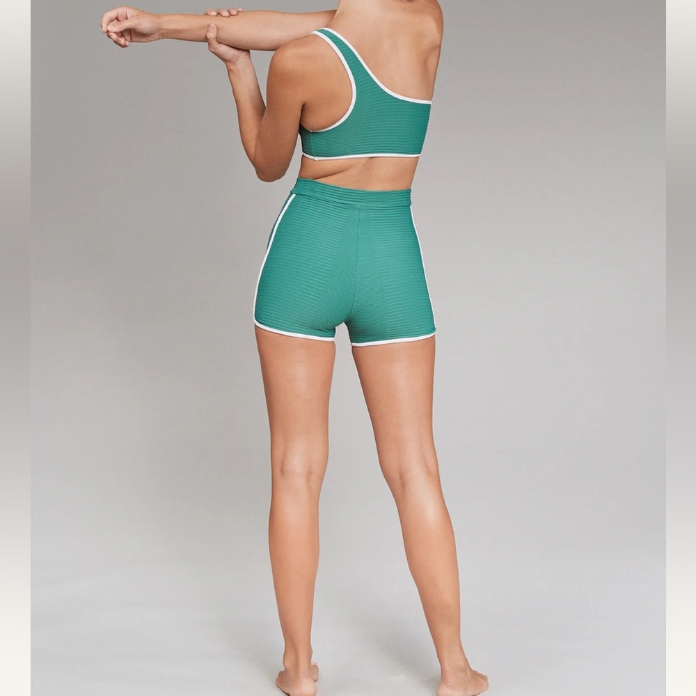 acacia swimwear Olive Green Ribbed Bikini Top & High-Waist Shorts Set - Picture 6 of 11